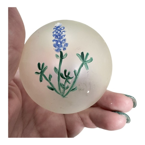 Vtg Bluebonnets CHRISTMAS Glass ORNAMENTS DECORATIONS LOT OF 5 Hand Painted - Picture 5 of 5